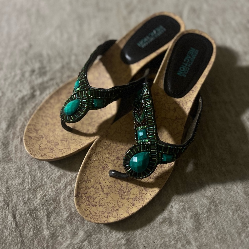 Kenneth Cole Women's Green Beaded Sandals